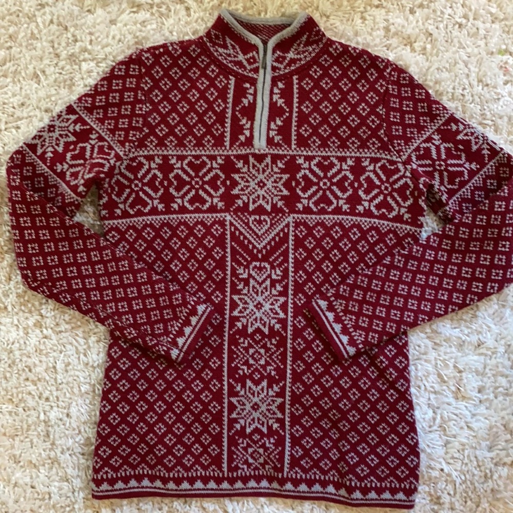 J McLaughlin Red Nordic Wool Sweater